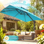 HOTIME10x10ft Patio Umbrella Cantilever Umbrella Double Top - Upgrade and Intensify - 360 Rotation and 5 Angles Adjustment - Aluminum Offset Pool Umbrella Outdoor Umbrellas for Patio Garden Deck Pool