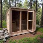 Customize Outdoor Steam Sauna 4-10 Person, Canadian Hemlock, Red Cedar Sauna, Porch Option, Glass Window Option, Wood Burning Stove or Harvia Heater, ETL Certificate(0-195 °F)