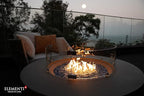 Elementi+ | Colosseo Gas Fire Pit Cast Concrete 40" Dia. Round Fire Table, Outdoor Fire Pit Electronic Ignition | Canvas Cover, Fire Glass and Burner Lid Included | Light Gray | Propane Gas
