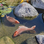 Garden Statues Koi Fish Decor Outdoor Garden Fish Statues, Set of 2 Antique Copper Koi Art Sculptures for Patio, Backyard, Pond and Home Decor for Women Mom