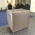 31 Gallon Outdoor Deck Box,Storage Lockable Waterproof Patio Furniture,Garden Tools,Cushions,Pool Accessories Outside Storage Resin Box(Grey)
