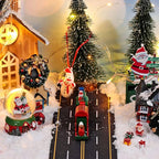 Marspark Christmas Village Accessories 5 x 50 Inch Christmas Miniature Road Village Street Mat Xmas Snow Street Decorations for Little Landscape(Road Style)