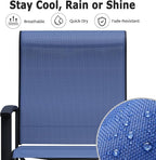 Patio Swivel Chairs Set of 8, Outdoor Swivel Chairs with Armrest, High Back Patio Chair with Metal Frame, All-Weather Outdoor Dining Chair for Deck, Porch and Lawn, Blue