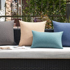 Kevin Textile Outdoor Waterproof Throw Pillow Covers Pack of 2 Farmhouse Decorative Cushion Covers for Garden Patio Tent Balcony Bench Couch Sofa 24x24 Inch, Teal