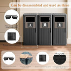 ROJIK 35" Tall Outdoor Trash Can,Weatherproof Resin Garbage Indoor Durable Lightweight,Suitable for Patio Office Kitchen,Easy to Clean,Assemble(Waste&Recycle&Composter, Black)