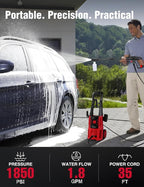 PowerSmart Pressure Washer, with Foam Cannon, Adjustable Nozzles for Cars, Bicycle, Siding, Patios PS2020 (Light-Duty)