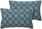 Magpie Fabrics Pack of 2 Outdoor Waterproof Lumbar Rectangular Throw Pillow with Insert, Home Decorative Toss Pillows All Weather Cushion for Patio Garden Car Office (12x20 Inch, Morgan Medal Print)