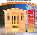 Fir Wood 5-6 Person Low emf Far Infrared Outdoor Sauna, Indoor/Outdoor Wooden Sauna, Withstand Temp -5℉-104℉ with 18 Low EMF Heating Panels & Reading Lights & Chromotherapy Lights & Bluetooth Speaker