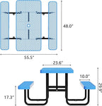 4FT Picnic Tables for Outdoors, Rectangular Commercial Metal Picnic Table Bench Set with Umbrella Hole,Heavy Duty Steel Weather-Resistant Dining Table for Patio Dining Garden Backyard BBQ School