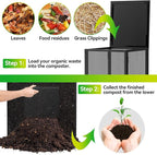 Compost Bin Outdoor - Large 93 Gallon Metal Perforated Sheet Compost Bucket with Rust-Proof Coating, Heavy-Duty & Easy Assembly, Fast Creation of Fertile Soil, for Garden, Kitchen & Yard Waste, Black