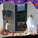 Sanwuta 1 Set Halloween Porch Goose Outfit Pumpkin Pillow Design with Witch Hat for 23" Lawn Cement Goose Porch Geese Clothes Costume for Halloween Garden Patio Yard Outdoor Decorations