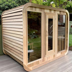 Customize Outdoor Steam Sauna 4-10 Person, Canadian Hemlock, Red Cedar Sauna, Porch Option, Glass Window Option, Wood Burning Stove or Harvia Heater, ETL Certificate(0-195 °F)