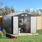 Breezz Outdoor Storage Shed 10 x 10 ft. Utility Tool Shed Metal Storage Garden Shed with Lockable Doors, Windows for Patio Storage,Nightblue