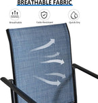 Outdoor Dining Chairs Set of 4, Stackable Patio Chairs with Textilene Fabric, Lightweight Garden Chairs for Poolside, Backyard, Camping, Light Blue