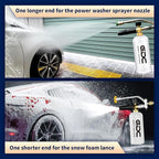 Foam Cannon for Pressure Washer with Dual Connector & Short Spray Gun, 1/4" Quick Connect & M22 Male Inlet, Double Tip, 5 Power Washer Nozzle Tips, 4000 PSI Car Wash Kit (Not Fit Garden Hoses)