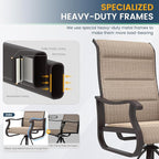 Amopatio Padded Patio Swivel Chairs Set of 2, Outdoor Dining Chairs with Ultra Soft Textilene High Back Seat & Metal Rocker Frame, for Backyard Deck Lawn, Brown