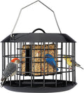 Kingsyard Squirrel Proof Suet Feeder, Cage Bird Feeders for Outdoors Hanging, All Metal, Double Suet Cake Capacity, Tray & Weatherproof, Black