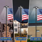 20FT Black Heavy Duty Flag Pole Kit with 3x5 Ft American Flag & Solar Light - 12 Gauge Aluminum Tubing, Resistance High Winds, Hardware Flagpole Set for Residential Commercial Outdoor Ready
