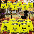 12 Pcs Large Halloween Leaf Bags Biohazard Halloween Decorations Halloween Trash Bags for Leaves Plastic Yard Lawn Waste Bag Scientist Biohazard Bag Outdoor Biohazard Zombie Party Decorations (Yellow)