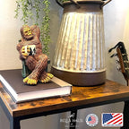 Bella Haus Bigfoot Garden Statue | Sasquatch Enjoying Morning Coffee | Whimsical Bigfoot Cabin Décor for Yard Patio Office or Home | Mythical Coffee-Loving Sasquatch Figurine | Hand-Painted Resin