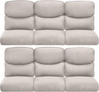 Pop 22x25/22x24 Outdoor Furniture Cushions Set of 6 - Comfortable Patio Chair Cushion for Rattan Wicker Dining Rocking Swivel Chairs Loveseat Couch L-Shape Sectional Sofa - Beige/Smile