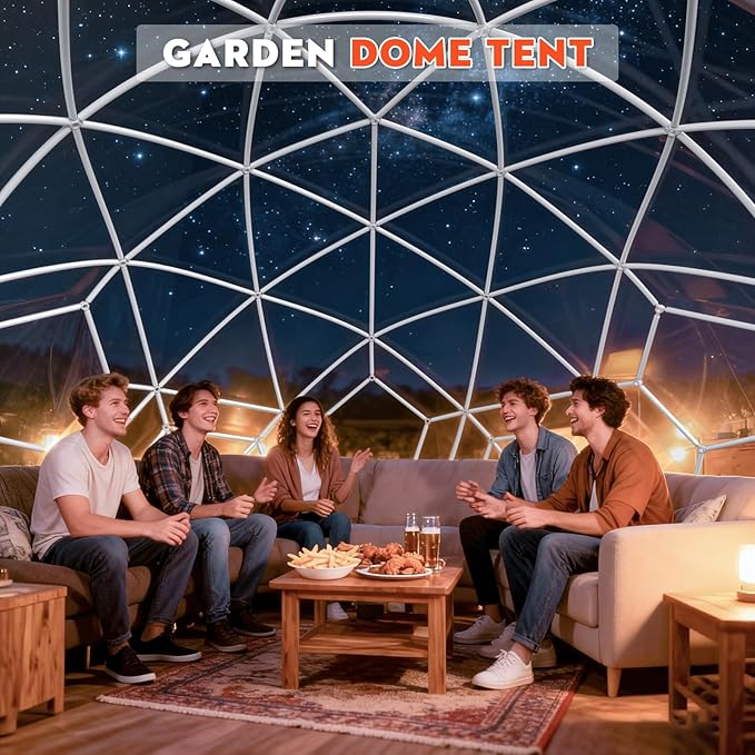 Garden Dome Tent, 15 x 9.5 ft Outdoor Clear Bubble Tent for 2-4 Person, All-Weather Geodesic Dome Greenhouse with Window & Door, PVC Transparent Tent for Patio, Camping, Party (15FT - White)