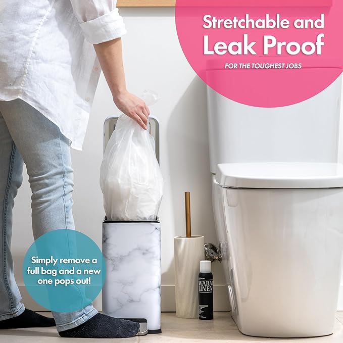 Trash Bags - Small Garbage Bags, Clear Trash Can Liners for Bathroom Bins, Bedroom, Office & Kitchen Waste, Multi-Purpose Household Wastebasket Cleaning Supplies - 2.6 Gallon, Pack of 1