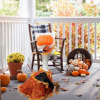 Fall Porch Goose Outfit Set for 23'' Plastic Statue Lawn Porch Goose Clothes with Autumn Maple Leaf Skirt Hat Broom Costume for Indoor Outdoor Patio Yard Lawn Art Decor