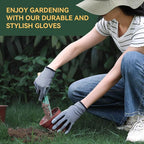 OZERO Women Leather Work Gloves: Touch Screen | Deerskin Garden Gloves with Grip | Ideal for Yard Work, Daily Tasks, Driving