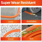 SPECILITE Garden Water Hose 50 ft x 3/4 in Heavy Duty, Flexible and Lightweight, Burst 600 psi, Kink-less Hybrid Rubber Pipe for Backyard, 3/4'' Brass Fittings, Orange