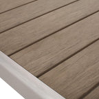 Great Deal Furniture Hannah Outdoor Modern Aluminum Dining Table with Faux Wood Table Top, Natural and Silver