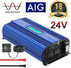 VOLTWORKS 24 Volt 2000W Pure Sine Wave Power Inverter 24V DC to 110V 120V AC and Hardwire Block with LCD Display Remote Controller Compatible with Lithium Battery for Off-Grid Solar RV Car Truck Boat