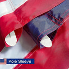 Sleeved Us Flag 2.5x4,Nylon American Flag Sleeve,New 420D Nylon,Heavy Duty Durable TearProof,Embroidered Stars,Sewn Stripes,UV Protection，Sleeved American Flag (Pole NOT Included)