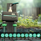 RESTMO Smart Sprinkler Timer with Flow Meter, 2 Zone Water Timer for Garden Hose, Brass Inlet & Outlet, Automatic Lawn & Yard Irrigation Watering System (Bluetooth Connection, Not Include Hub)