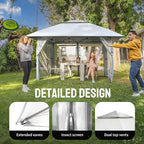 CROWN SHADES 11X11 Outdoor Pop Up Gazebo Base 10X10 Patio Gazebos Patented Center Lock Quick Setup Newly Designed Storage Bag Instant Canopy Tent with Mosquito Nettings (11x11, Gray)