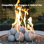 Skyflame Ceramic Balls, Set of 15 Round Fire Stones Set for Indoor and Outdoor Fire Pits or Fireplaces Accessory, 3 Inch, Gray