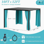 Gazebo Universal Replacement Privacy Curtain,10'×12' Gazebo Outdoor Waterproof Curtains, 4-Panels Sidewall Curtains with Double Zipper for Patio Canopy, Garden and Backyard (Curtain Only)