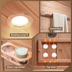 Polar Aurora 2- Person Infrared Sauna, Remotely Controllable Indoor Sauna, Low EMF 1500W/120V LCD Heater, WiFi & BT Control, 9-Color Light Therapy, Safe Flame-Retardant Material, Wood