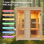 Infrared Sauna at Home 2-3 Person with 7 Color Therapy, Low EMF 2250W Fast Heating Canadian Hemlock Wood Sauna, Indoor Dry Sauna with Bluetooth Speakers for Home, Gym (5Lx3.6Wx6.3H Ft)