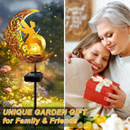 YJFWAL Garden Solar Lights Pathway Stake Lights Moon Fairy Glass Globe with Angel Decor, Gifts for Mom Grandma Friends, Outdoor Decor Light Waterproof for Walkway, Yard, Patio or Garden (Warm White)