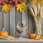 Metal Rooster & Hen with Chicks Garden Sculpture Statue Outdoor Decor Yard Art Chicken Decoration Set Garden Sculptures & Statues for Home Backyard Patio Lawn Decorations