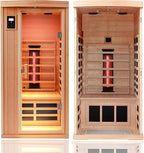 Ceramic Infrared Sauna 1 Person Infrared Sauna Hemlock Far Infrared Saunas for Home 2 in 1 Indoor Sauna Room with Low EMF Heaters + Ceramic Heating Cube-Chromotherapy-Bluetooth Speaker