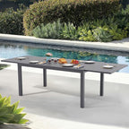 Soleil Jardin Aluminum Patio Extendable Dining Table, 63" - 105", Adjustable Indoor Outdoor Furniture Rectangle Table for 6-10 Person Porch Deck Garden, Dark-Grey