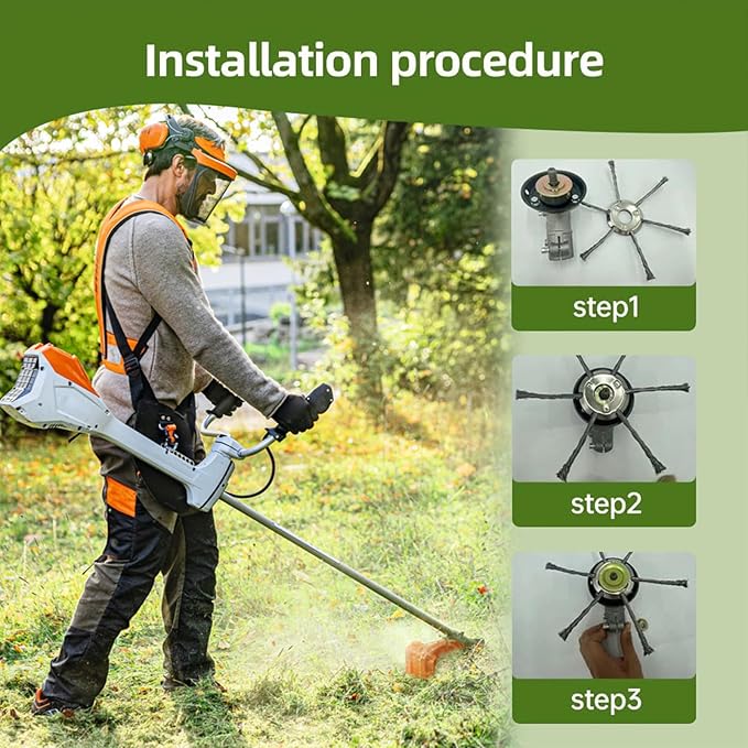 New Steel Wire Model Weed Wacker Head, Steel Wire Grass Weed Eater Blades, Universal Steel Wire Weed Grass Trimmer Blade Remover Tool for Electric Battery Powered String Trimme (1, 6 Blades)