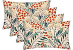 RSH Décor: Set of 4 Lumbar Throw Pillows | Indoor/Outdoor All Weather Polyester Fabric | Decorative Accent Cushions for Patio Furniture | Reversible | 26” x 16" | Gould Red Blue Floral