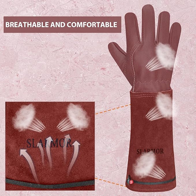 Long Gardening-Gloves Women/Men-Thorn proof Rose Pruning Heavy Duty Gauntlet-M
