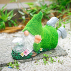Garden Gnome Statue with Solar Crackle Glass Globe Lights, Resin Gnomes Statue, Patio Yard Lawn Porch Outdoor Garden Decor Christmas Housewarming Gift