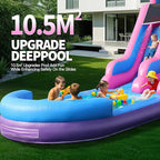 Inflatable Water Slide for Adults, 26FT 100% PVC Waterslide with Big Splash Pool, Widen Slide with Shallow Pool, 1100W Air Blower, Ideal for Backyard, Park (Purple Castle Design) 1