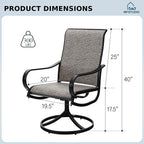 MFSTUDIO Outdoor Swivel Patio Chairs Set of 4, Patio Dining Chairs with Breathable Textilene Fabric & Metal Frame, Weather-Resistant Outdoor Furniture Bistro Lawn Deck Chairs