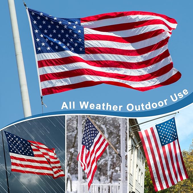 XIFAN Premium American Flag 3x5 Outdoor, Heavy Duty 210D Tough Polyester, Long Lasting US Flags for High Wind Outside with Embroidered Stars, Sewn Stripes, Brass Grommets